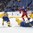 BUFFALO, NEW YORK - DECEMBER 31: Russia's Alexei Polodyan #27 with a scoring chance against Sweden's Filip Gustavsson #30 while Erik Brannstrom #26, Rasmus Dahlin #8 and Nikolai Knyzhov #22 look on during preliminary round action at the 2018 IIHF World Junior Championship. (Photo by Matt Zambonin/HHOF-IIHF Images)

